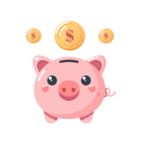 piggy bank with coins isolated on transparent background png