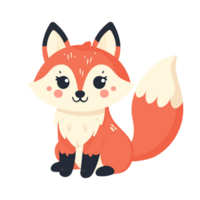 cute fox isolated on transparent background png