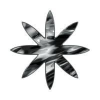 3d flower shape Y2K chrome elements for design png