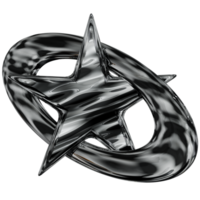 3d star shape Y2K chrome elements for design png
