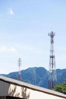 A building with a large antenna on top photo