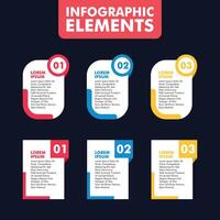 Infographic elements design template, business concept with 3 steps different color and design Creative banner, label illustrator design Infographic elements red blue or yellow color vector