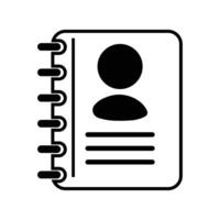 Contacts Book outline icon style illustration back and white color vector