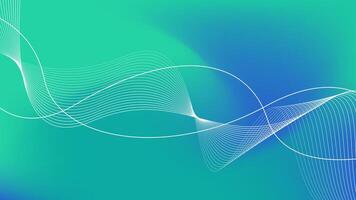 Abstract dynamic wave lines on blue green gradient background. future technology concept. vector