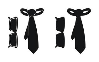 Glasses and tie, silhouette of accessories, men and women wardrobe vector