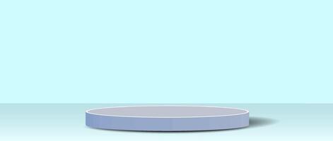 Round display platform with a soft blue background for showcasing products and artwork. vector
