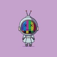 A cute lady Robot without signal icon illustration concept Isolate vector