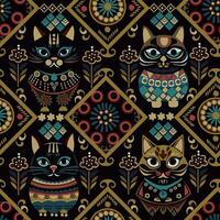 golden cats on a black background vector