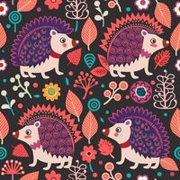 bright hedgehogs on a black background vector