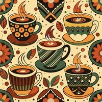multi-colored cups pattern on a light background vector