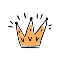 golden crown in naive style, Flat illustration isolated on white background vector
