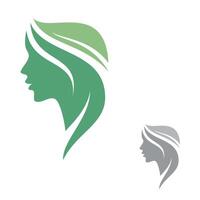 Nature and simple Woman Face combination logo design vector