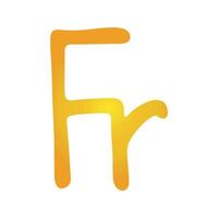 Hand drawn french franc Gold currency symbol Brush stroke doodle Single element for design vector