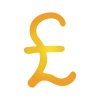 Hand drawn british pound Gold currency symbol Brush stroke doodle Single element for design vector