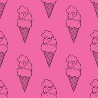 Seamless pattern with ice cream doodle for decorative print, wrapping paper, greeting cards, wallpaper and fabric vector