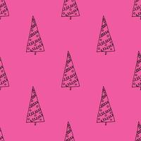 Seamless pattern with geometric minimal scandinavian Christmas tree doodle for decorative print, wrapping paper, greeting cards and fabric vector