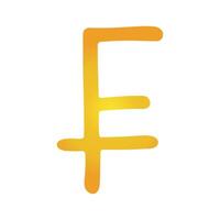 Hand drawn swiss franc Gold currency symbol Brush stroke doodle Single element for design vector