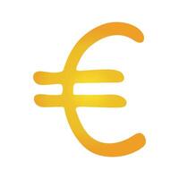 Hand drawn euro currency symbol. Brush stroke doodle. Single element for design vector