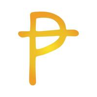 Hand drawn peseta Gold currency symbol Brush stroke doodle Single element for design vector