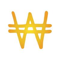 Hand drawn won Gold currency symbol Brush stroke doodle Single element for design vector
