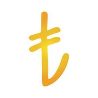 Hand drawn turkish lira Gold currency symbol Brush stroke doodle Single element for design vector