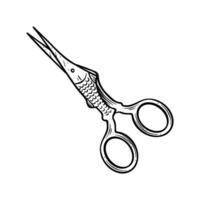black and white illustration of scissors in the shape of a fish vector