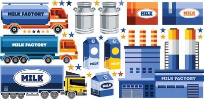 Milk Factory Elements Illustration vector