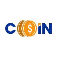 COIN logo with an additional gold coin in the middle vector