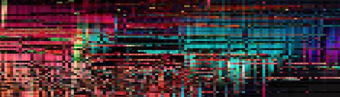 Trendy glitch pattern on dark background. Abstract geometric elements vector