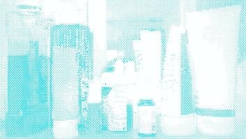 Halftone background with cosmetic bottles vector