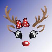 A charming cartoon deer head illustration featuring a cute reindeer face, perfect for crafts and holiday projects. Add a touch of whimsy to your designs with this adorable, festive artwork. vector