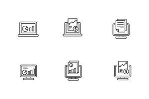 Set of computer and business icons with linear design on white background vector