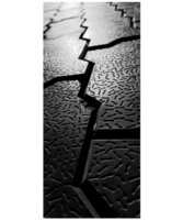 A black and white photo of a cracked pavement png
