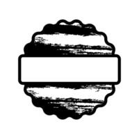 A stylish black and white badge design showcases a circular shape with stars and a blank space, ideal for personalized branding, awards, or event recognition. vector