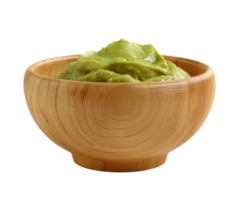 Bowl with guacamole isolated on transparent background, top view png