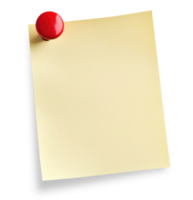 Vide papier Remarque avec pousser épingle isolé sur transparent Contexte png
