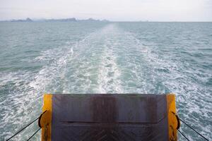 A view of a boat from the deck of a boat photo