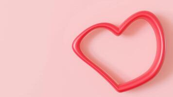Minimalist 3D animation featuring single, glossy red heart on soft pastel pink background. Ideal for Valentines Day promotions, romantic themes, or design projects highlighting love and elegance. video