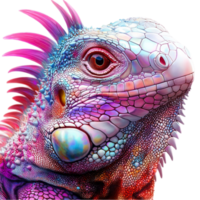 Rainbow-Hued Iguana with Spiked Crest png