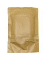 Back side ,craft paper pouch bag with clear display window and ziplock on transparent background png