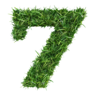 Cute Grass Texture Number 7 on Background. Lush Grass Number Seven on Isolated Background png