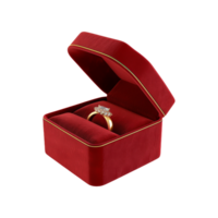 Elegant Gold Ring in a Luxurious Red Velvet Box for a Special Occasion png