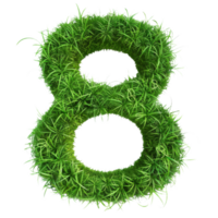 Cute Grass Texture Number 8 on Background. Lush Grass Number Eight on Isolated Background png