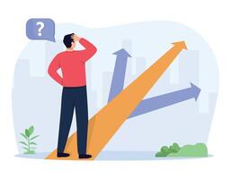 Choice abstract concept illustration. Decision making, finding solution, multiple possibilities, freedom of choice, difficulty of choosing, management abstract metaphor. Man thinking. vector