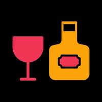 Wine Bottle and Glass Icon Design vector