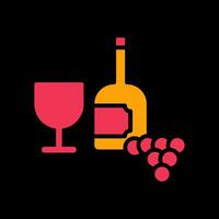 Wine Glass and Grapes Icon Design vector