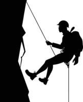 Determined Climber Silhouette Scaling a Cliff vector
