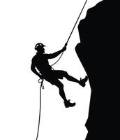 Silhouette of a Person Conquering a Mountain vector