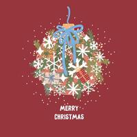new year christmas toy greeting card. template with cute elements for design vector
