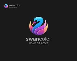 Abstract colorful swan logo gradient vector